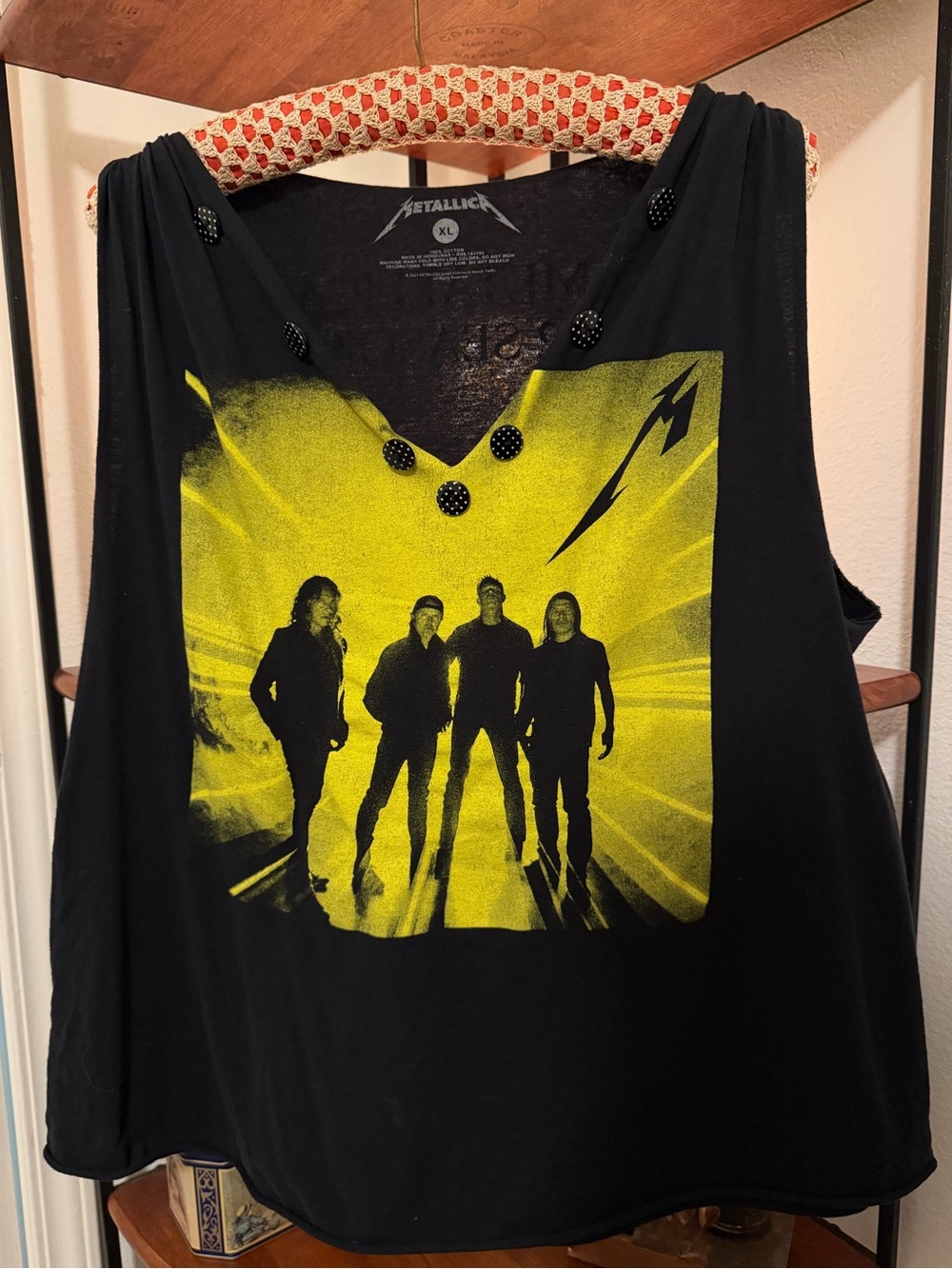 Metallica Women's Black Tank Top with Yellow Band Graphic